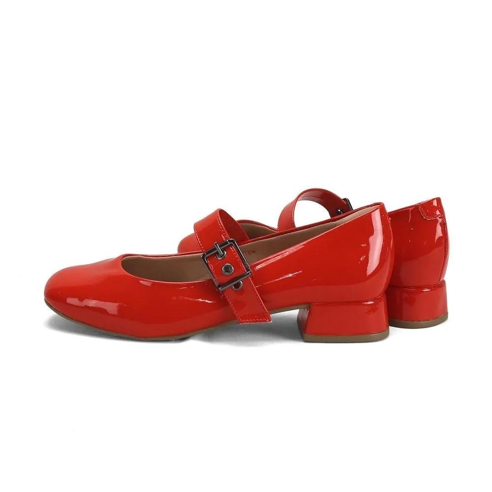 Sapato Boneca Verniz Vermelho Tira Ilhós 3cm Vermelho 3