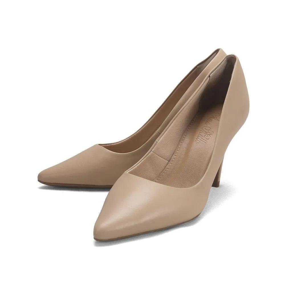 Scarpin Couro Amêndoa Salto Alto 8,5cm Bege 2