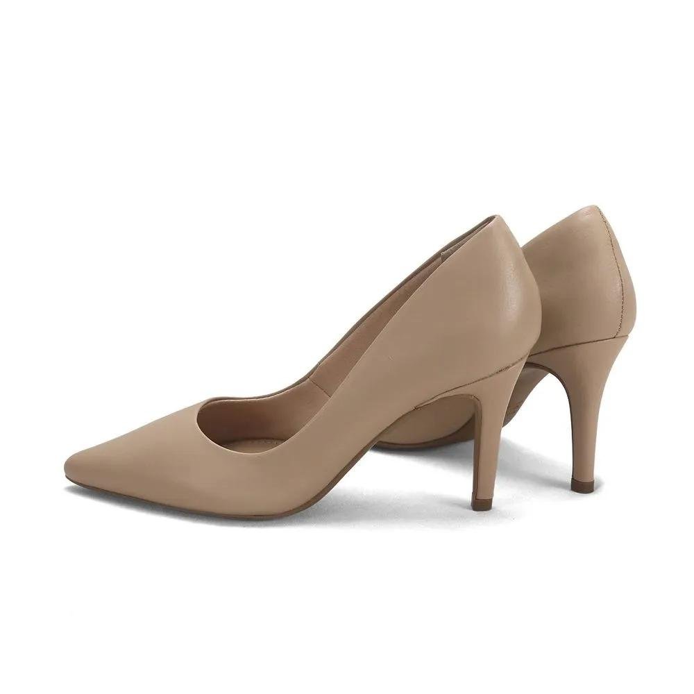 Scarpin Couro Amêndoa Salto Alto 8,5cm Bege 3
