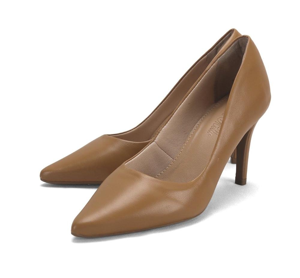 Scarpin Clássico de Couro com Salto Alto Ana Mello Marrom 2