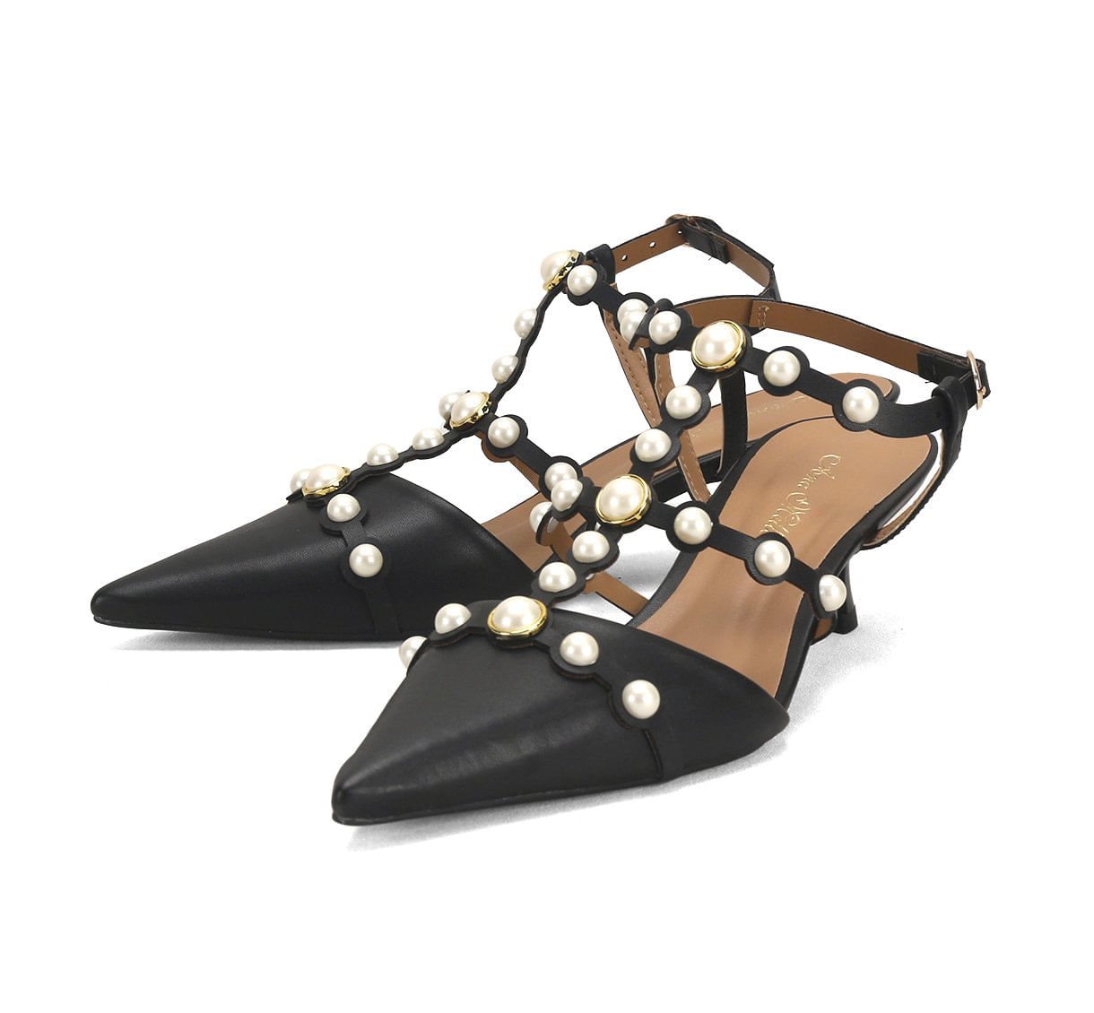 Scarpin Slingback com Detalhe de Pérolas Ana Mello Preto 2