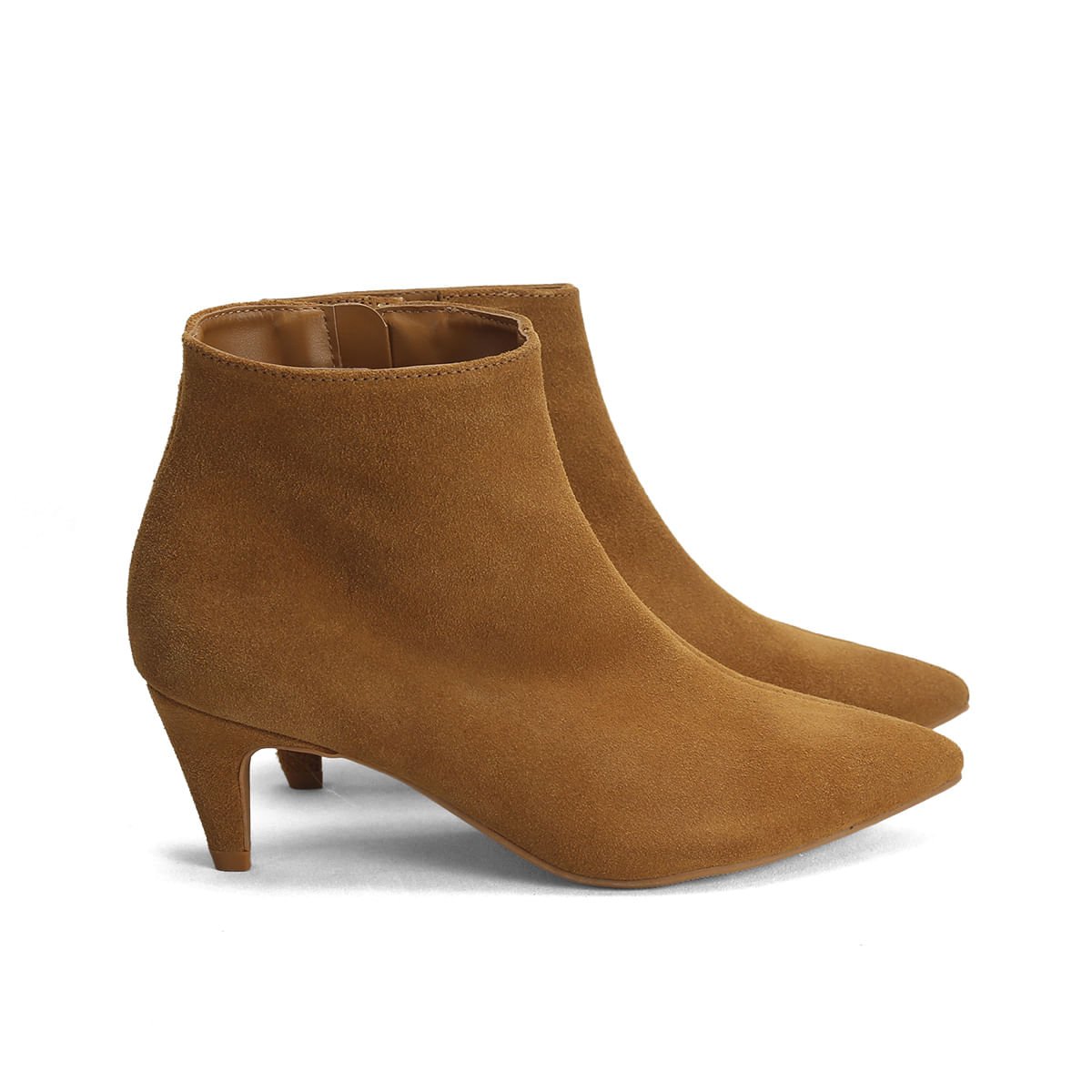 Bota Cano Curto Bico Fino Camurça Elegante Ana Mello Marrom