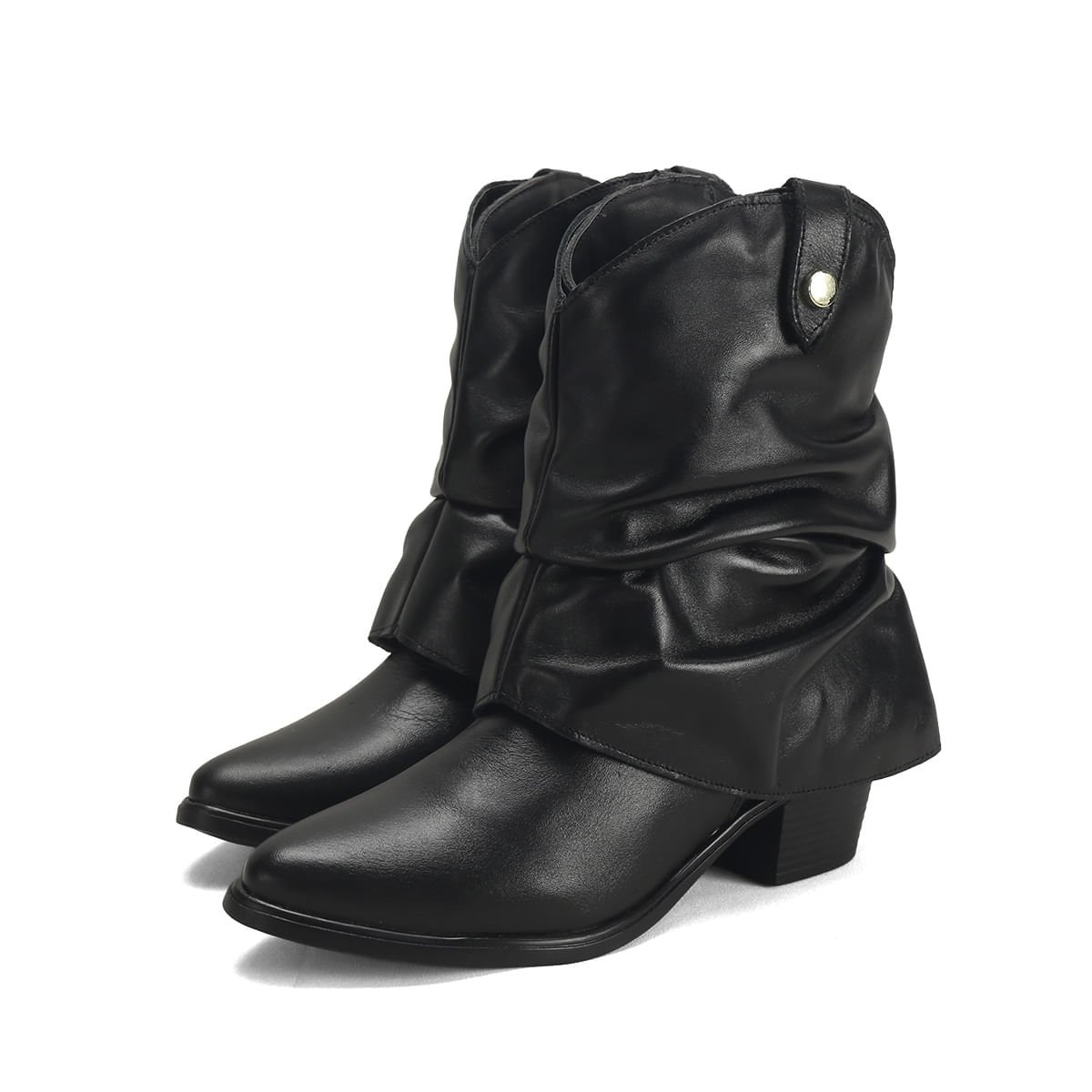 Bota Texana Couro Gola Versátil 2 em 1 Ana Mello Preto 2