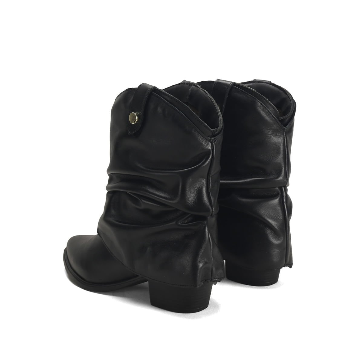 Bota Texana Couro Gola Versátil 2 em 1 Ana Mello Preto 3