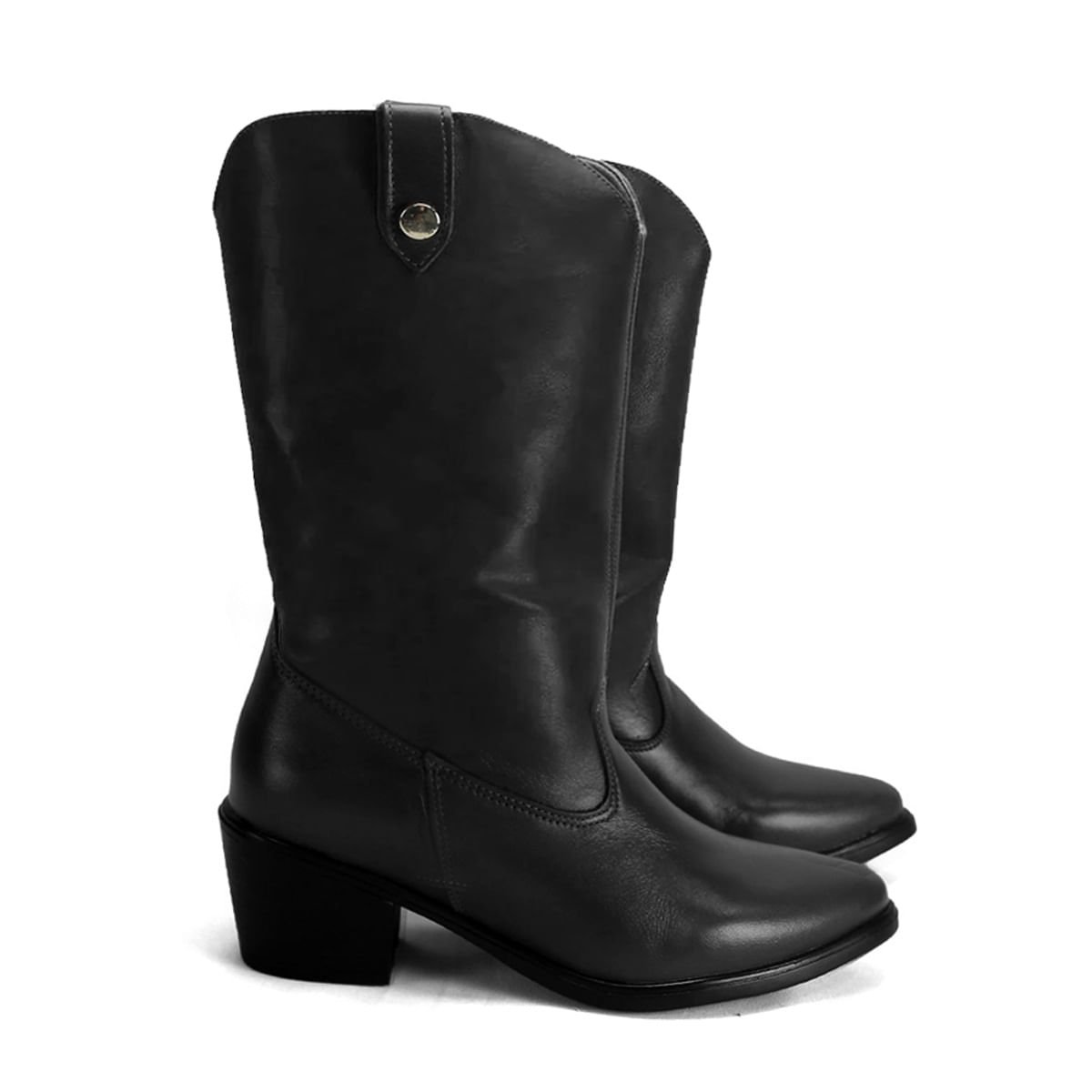 Bota Texana Couro Gola Versátil 2 em 1 Ana Mello Preto 5