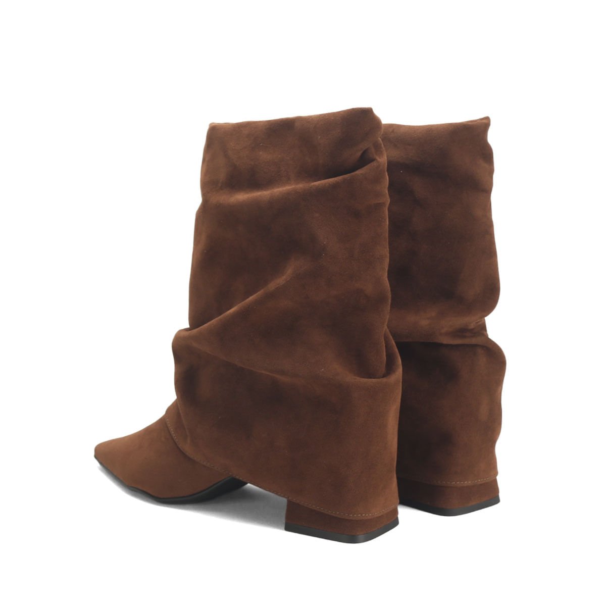 Bota Saia Cano Curto Camurça Bico Fino Ana Mello Marrom 3