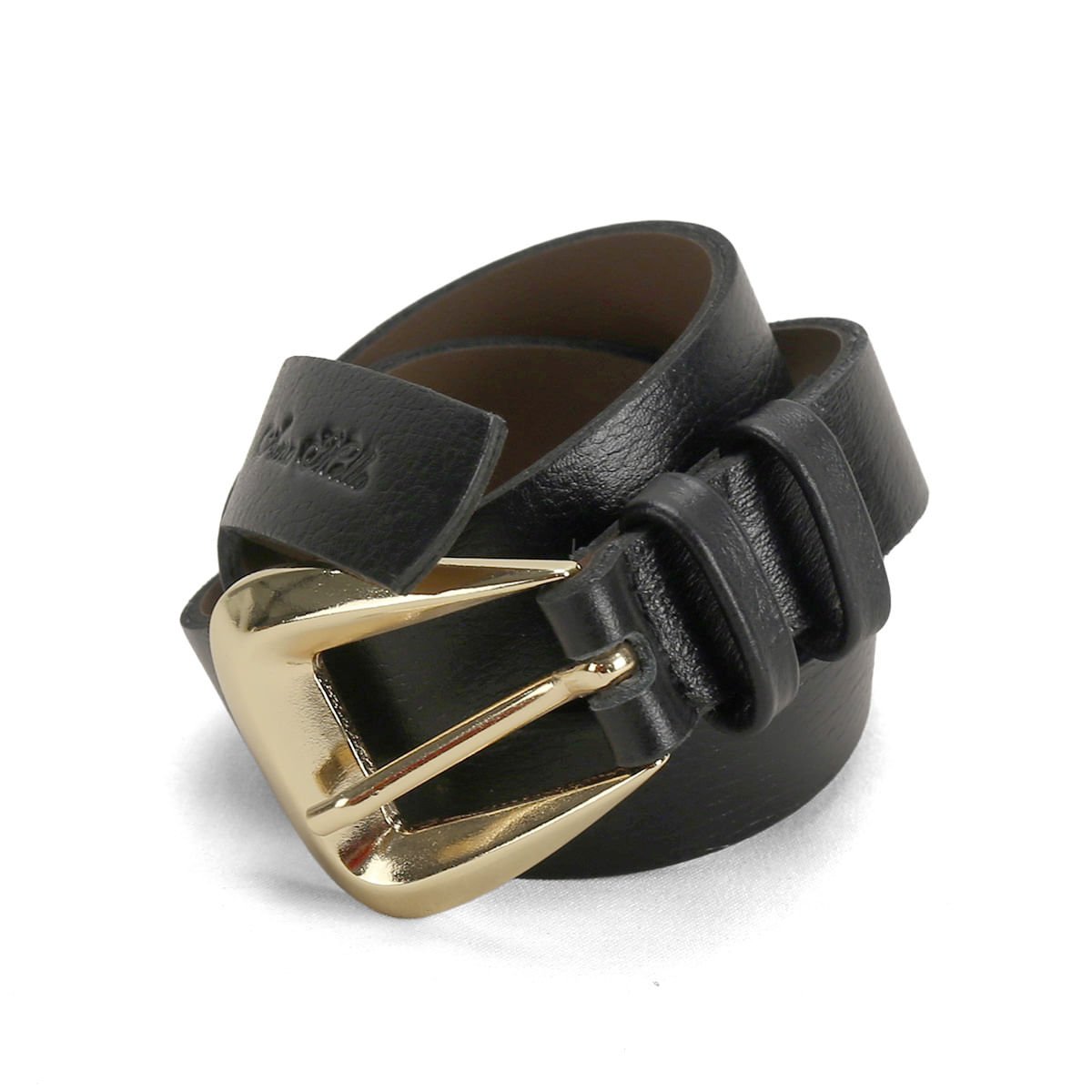 Cinto de Couro Feminino Clássico Fivela Metal Ana Mello Preto 1