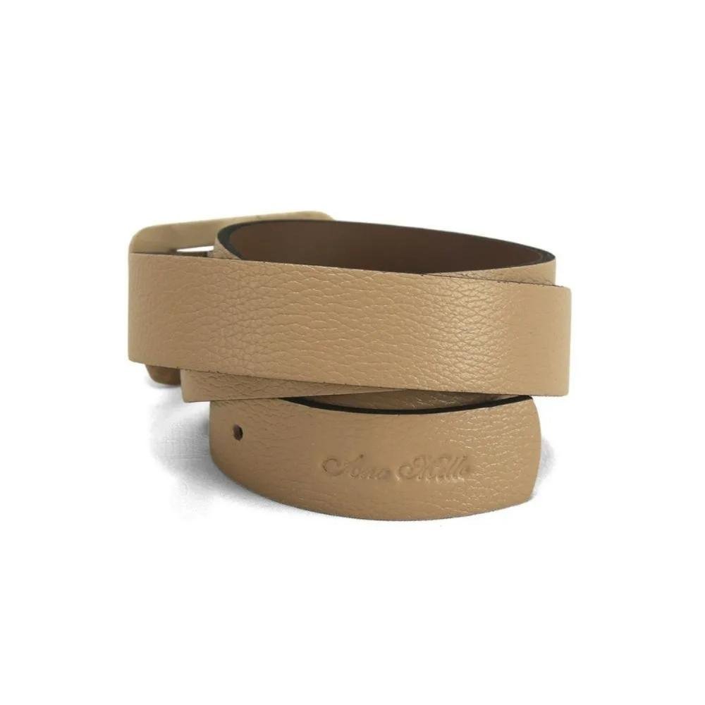 Cinto Médio Fivela Encapada Elegância e Conforto Ana Mello Bege 2