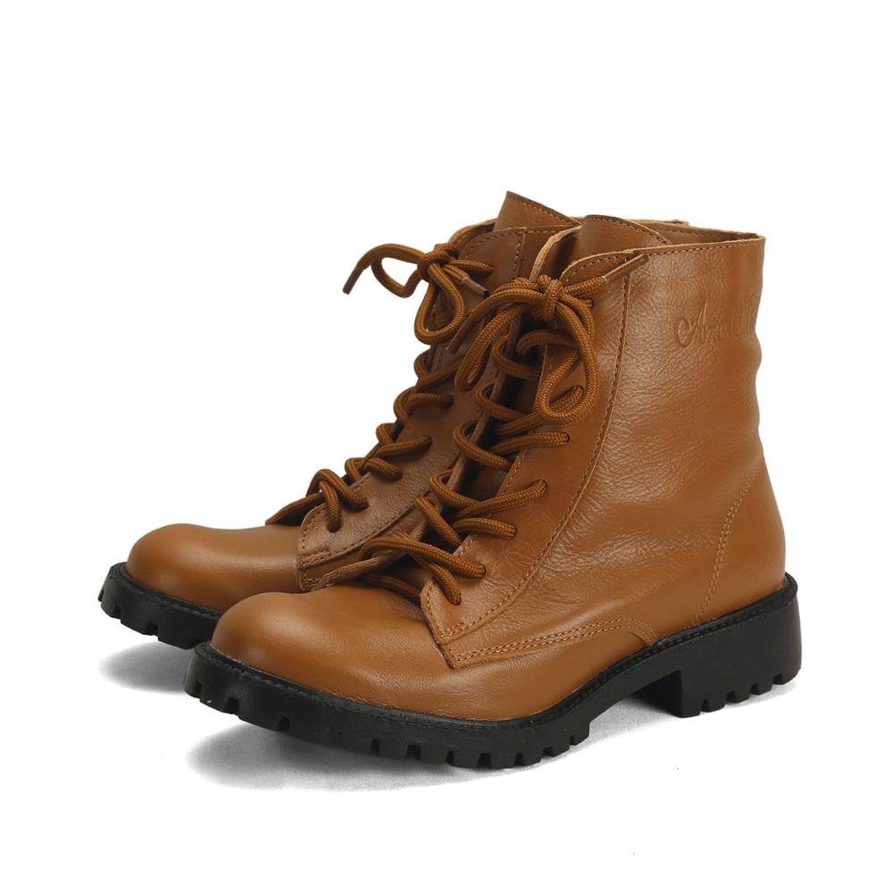 Coturno Feminino de Couro Solado Tratorado Ana Mello Marrom 2