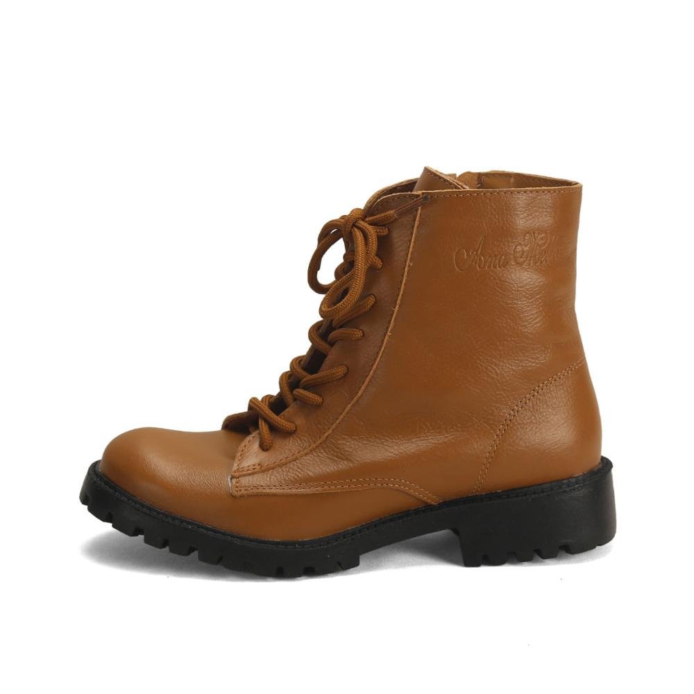Coturno Feminino de Couro Solado Tratorado Ana Mello Marrom 4