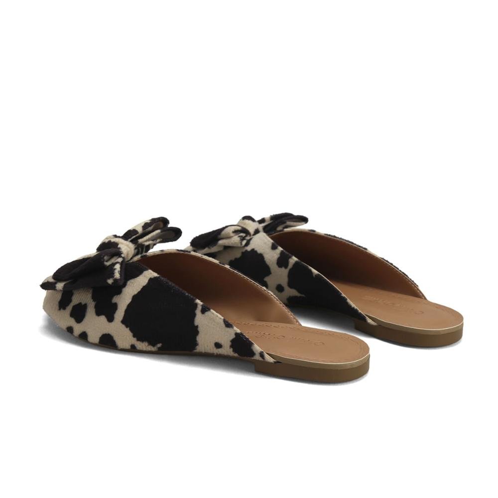 Mule Animal Print de Pelo Estilo Vaquinha Ana Mello Preto/Bege 3