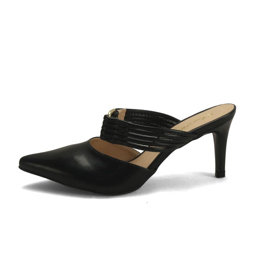 Mule de Napa Feminino Bico Fino Casual Chic Ana Mello Preto 4