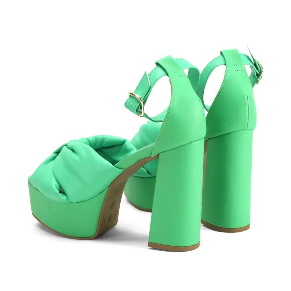 Sandália Salto Bloco Laço Fluffy Ana Mello Verde 2