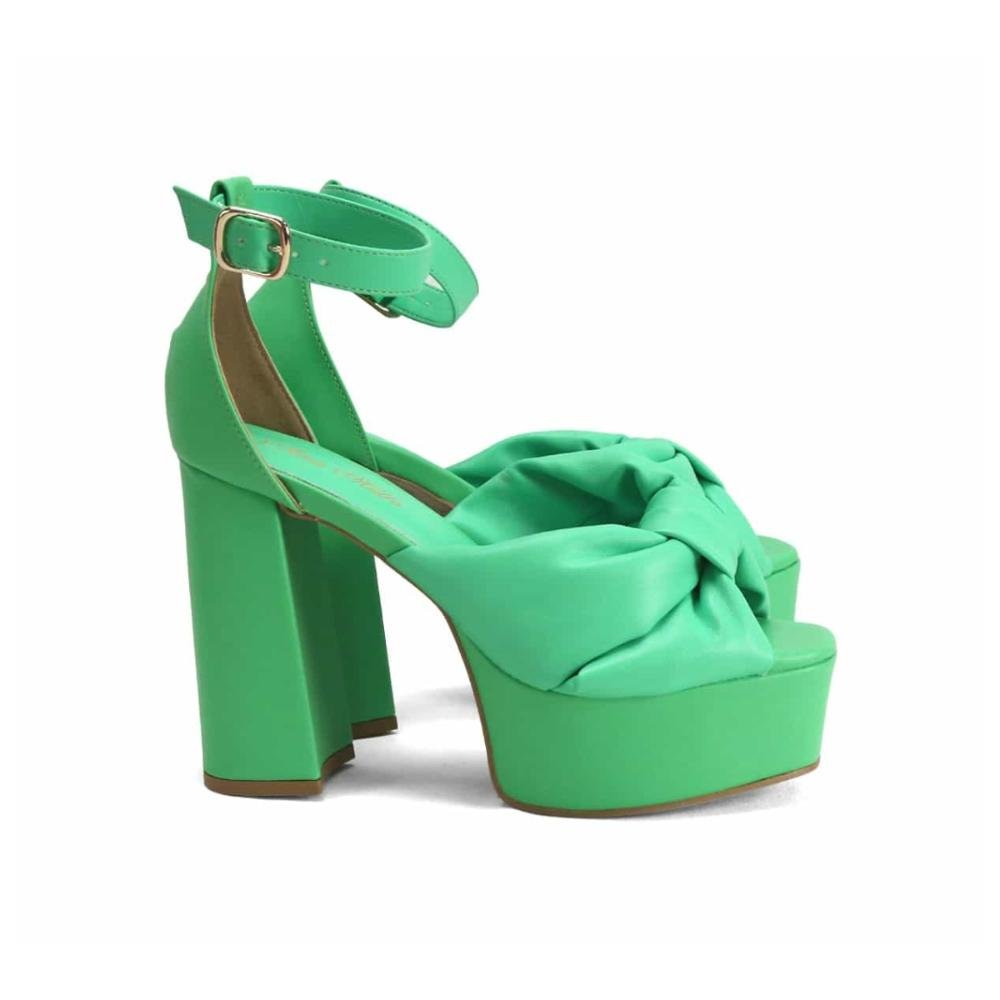 Sandália Salto Bloco Laço Fluffy Ana Mello Verde 4