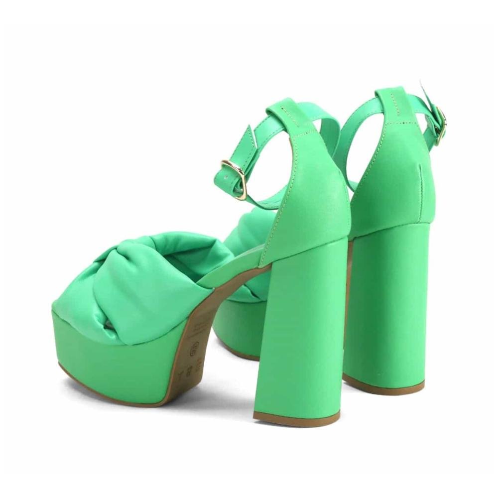 Sandália Salto Bloco Laço Fluffy Ana Mello Verde 6