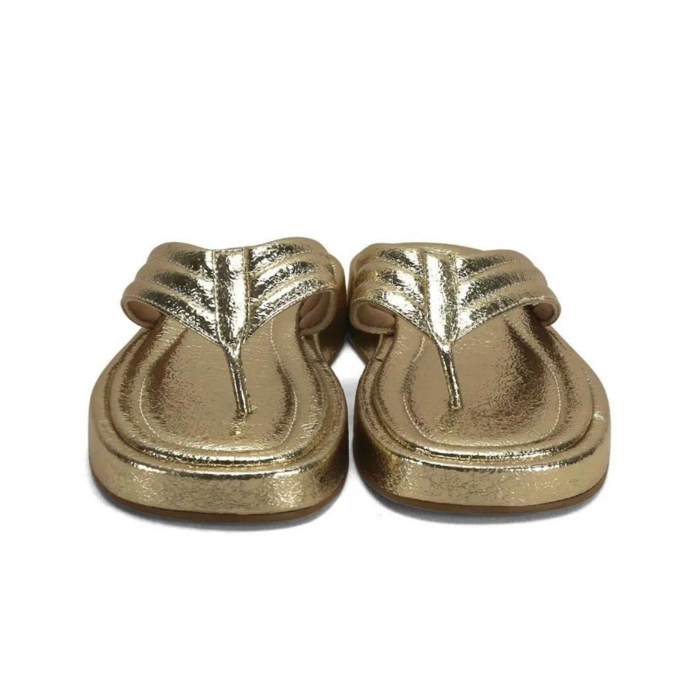 Sandália Flat Metalizada Modernidade Feminina Ana Mello Dourado 4