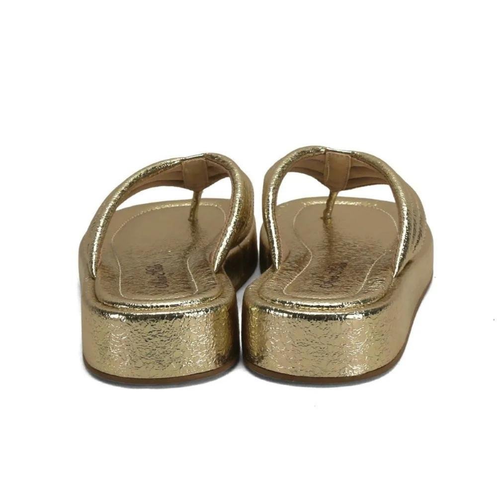 Sandália Flat Metalizada Modernidade Feminina Ana Mello Dourado 5