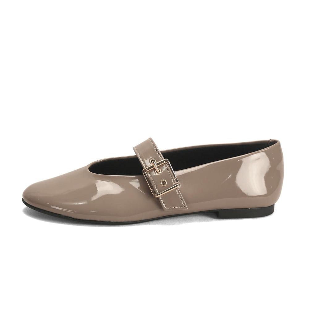 Sapatilha Boneca de Verniz com Bico Fino Ana Mello Bege 2