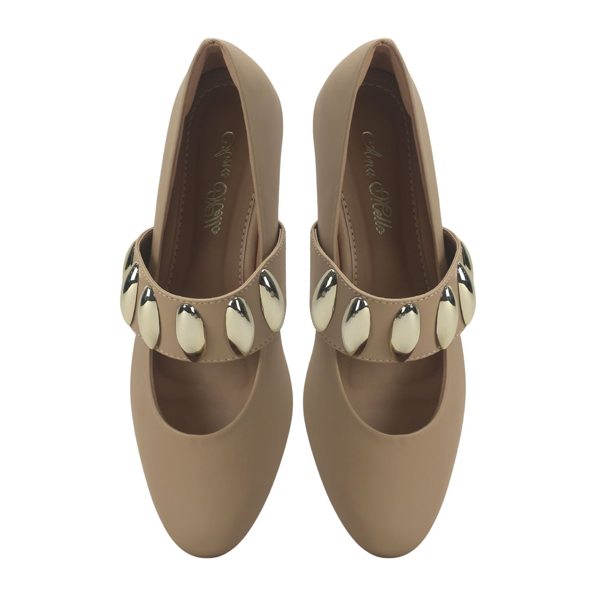Sapatilha Bico Fino com Maxi Fivela Metal Ana Mello Bege 2