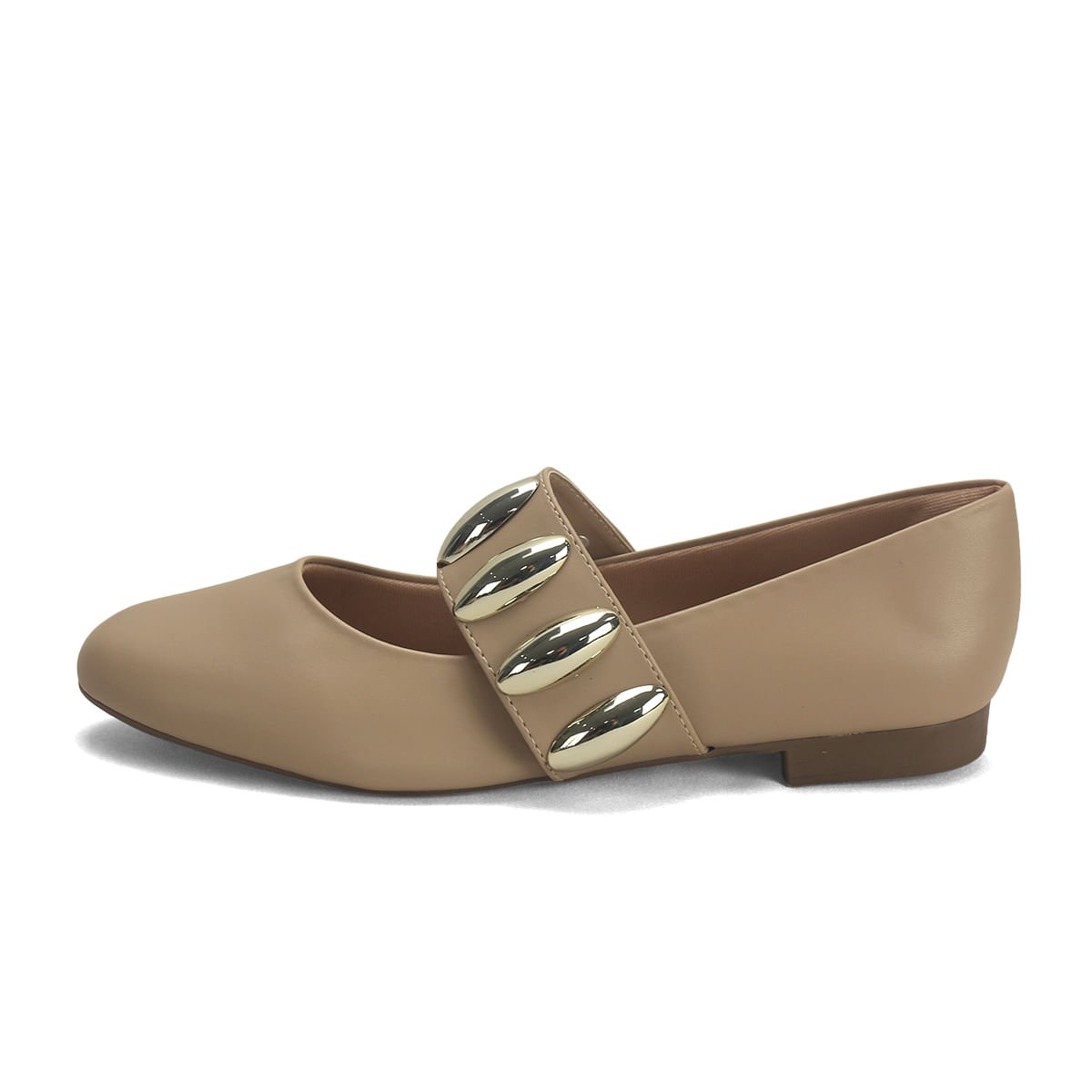 Sapatilha Bico Fino com Maxi Fivela Metal Ana Mello Bege 4