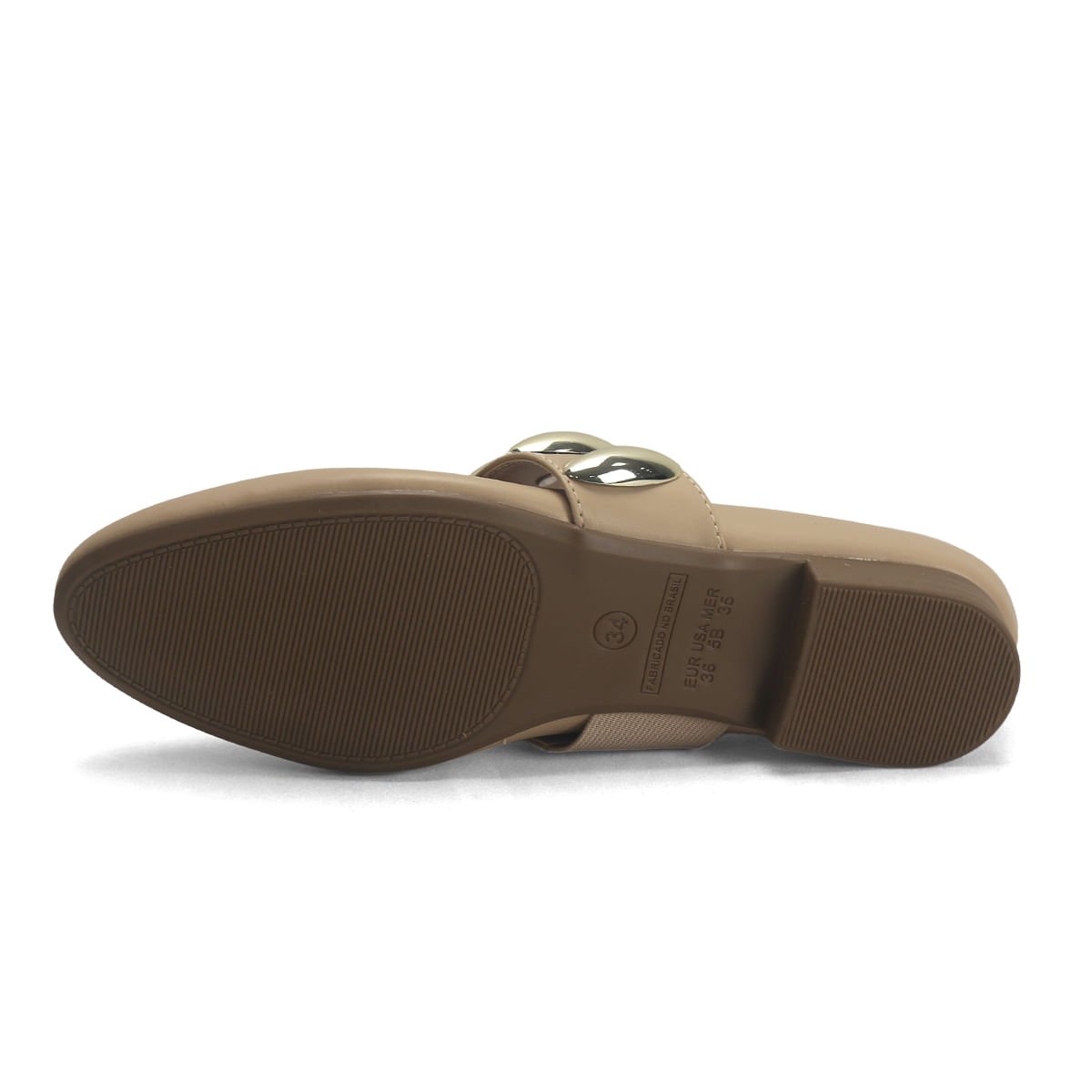 Sapatilha Bico Fino com Maxi Fivela Metal Ana Mello Bege 5