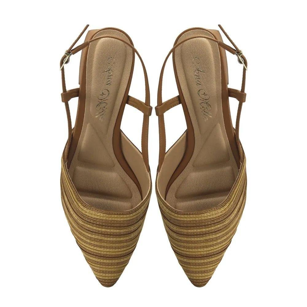 Sapatilha slingback caramelo bordado degradê Marrom 2