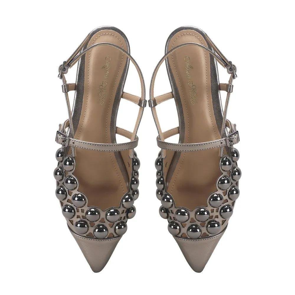 Sapatilha Slingback Esferas Ônix Ana Mello Estilosa Prata 2