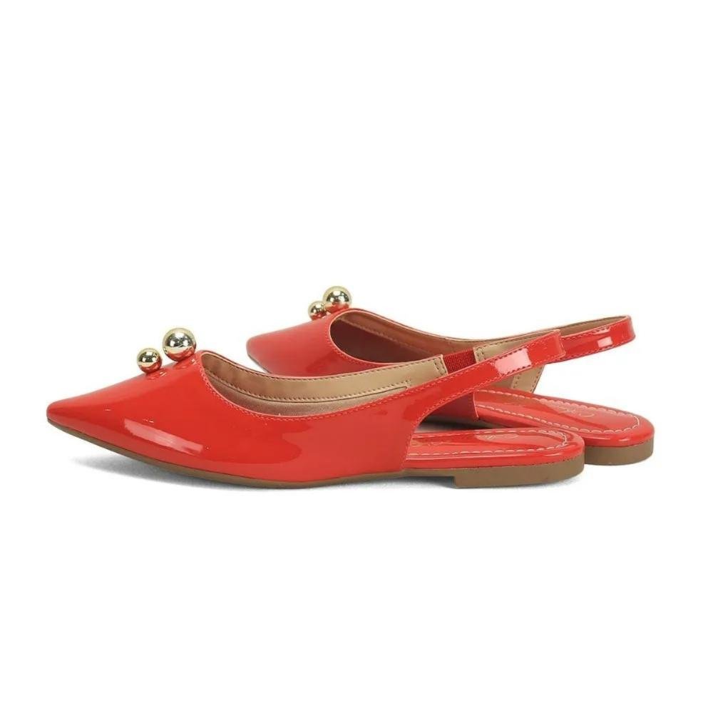 Sapatilha Slingback Verniz com Bico Fino Elegância Ana Mello Laranja 2