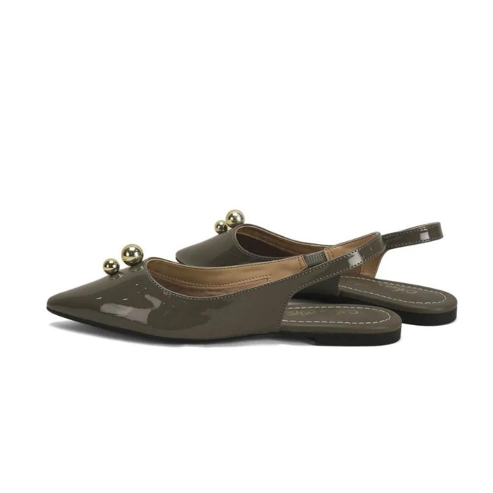 Sapatilha Slingback Verniz com Bico Fino Conforto Ana Mello Cinza 2