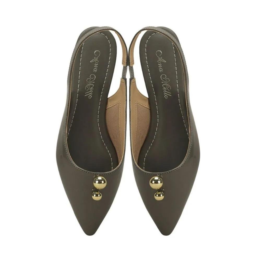 Sapatilha Slingback Verniz com Bico Fino Conforto Ana Mello Cinza 3