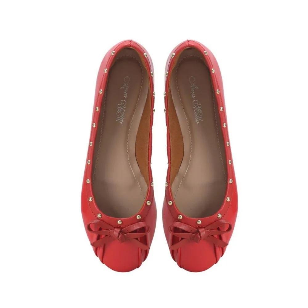 Sapatilha Verniz com Pregas Elegância e Estilo Ana Mello Vermelho 3