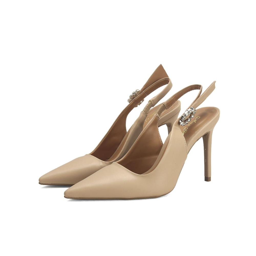 Slingback de Luxo com Fivela de Pedrarias Ana Mello Bege 2