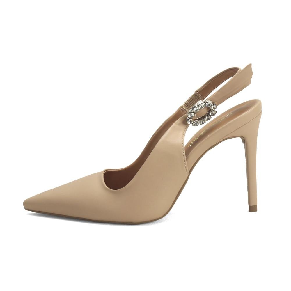 Slingback de Luxo com Fivela de Pedrarias Ana Mello Bege 4
