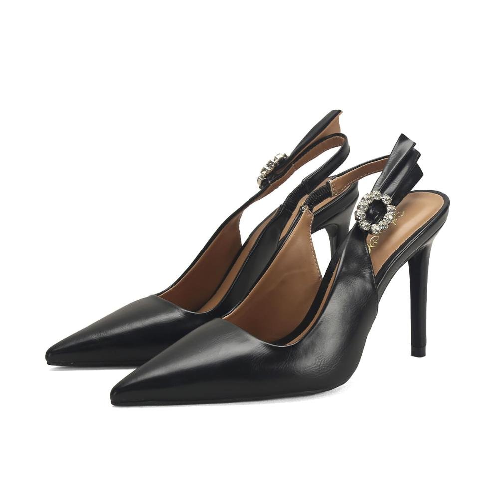 Slingback de Luxo com Fivela de Pedrarias Ana Mello Preto 2
