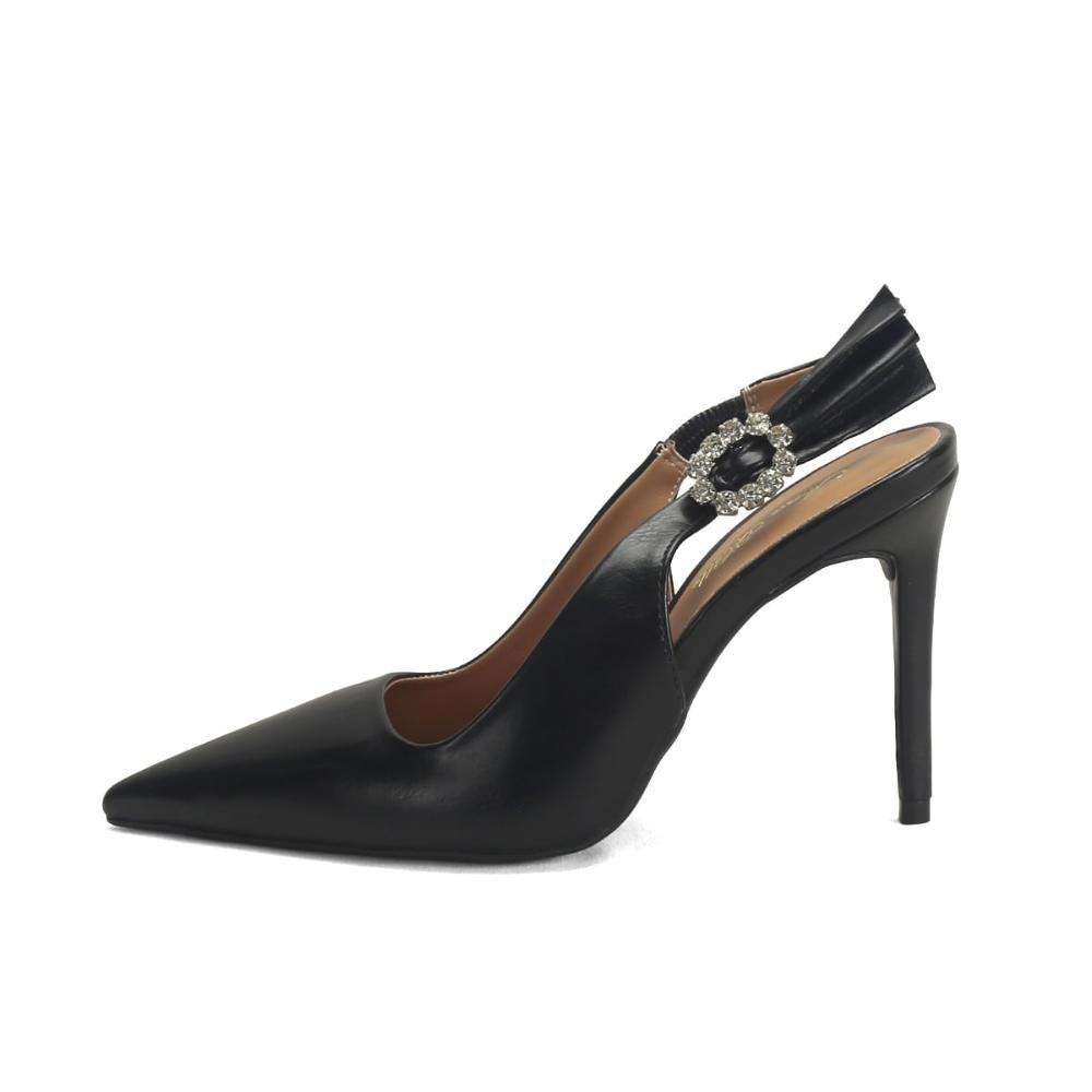 Slingback de Luxo com Fivela de Pedrarias Ana Mello Preto 4