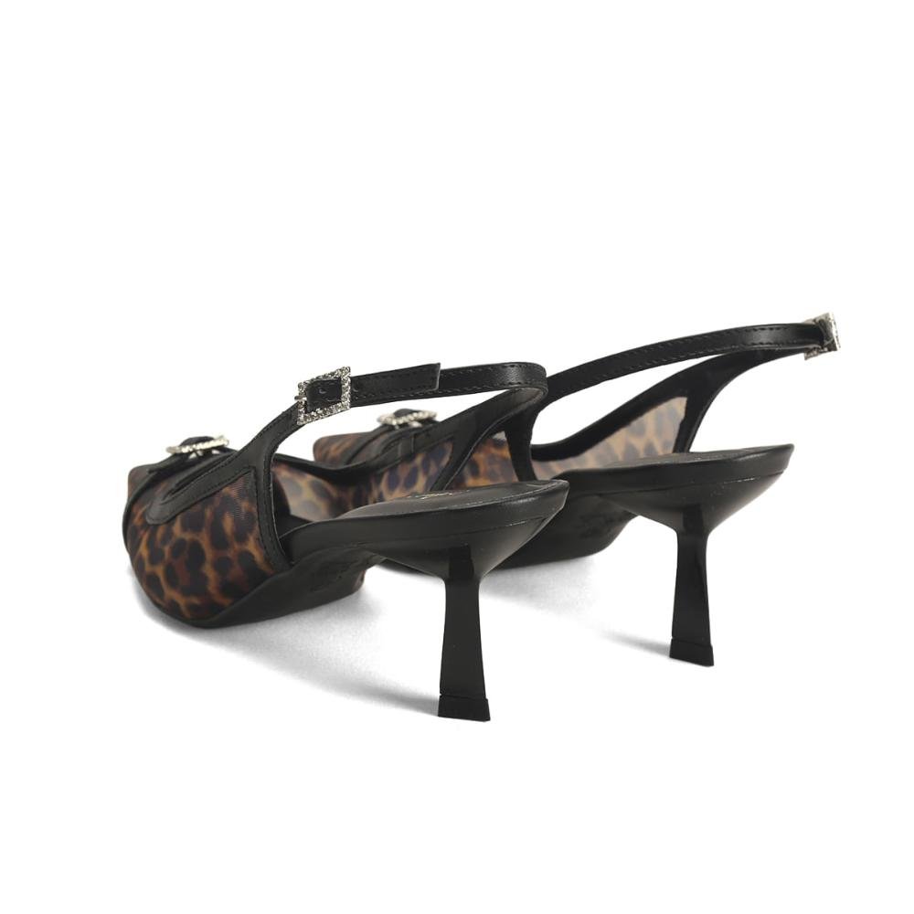Slingback em Tela Oncinha Bico Fino Ana Mello Preto 3