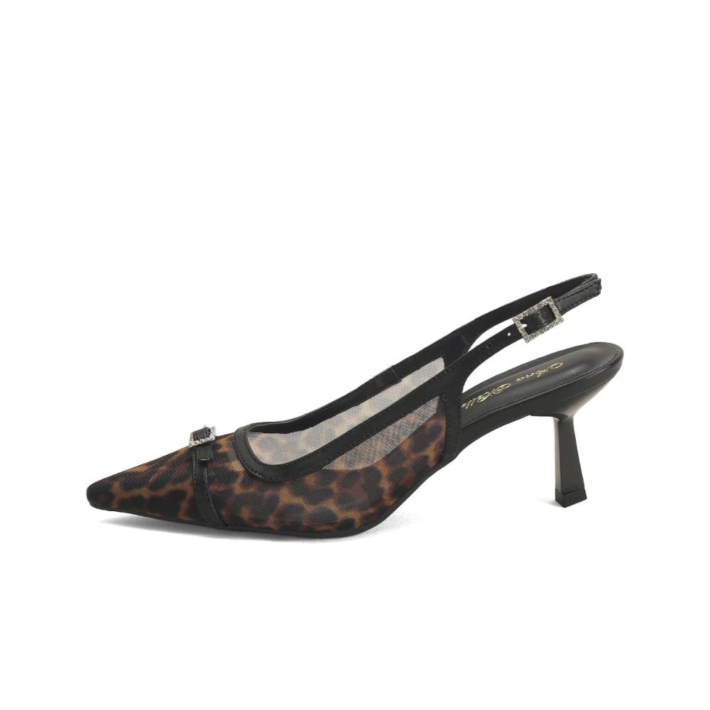 Slingback em Tela Oncinha Bico Fino Ana Mello Preto 4