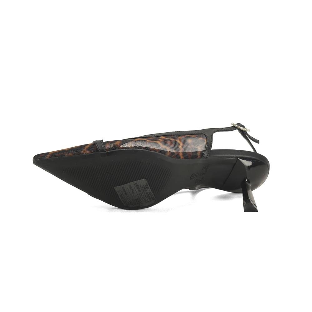 Slingback em Tela Oncinha Bico Fino Ana Mello Preto 5