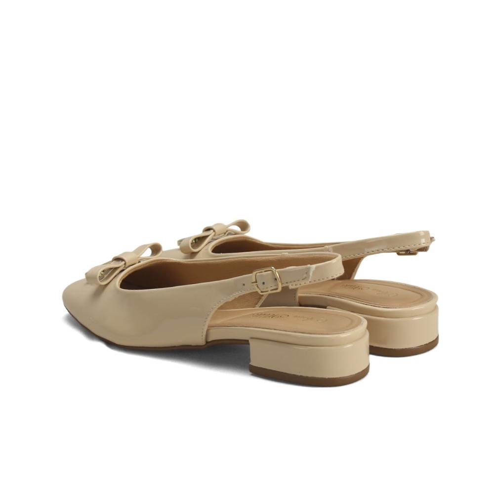 Slingback Básico com Fivela Dourada Chic Ana Mello Bege 3