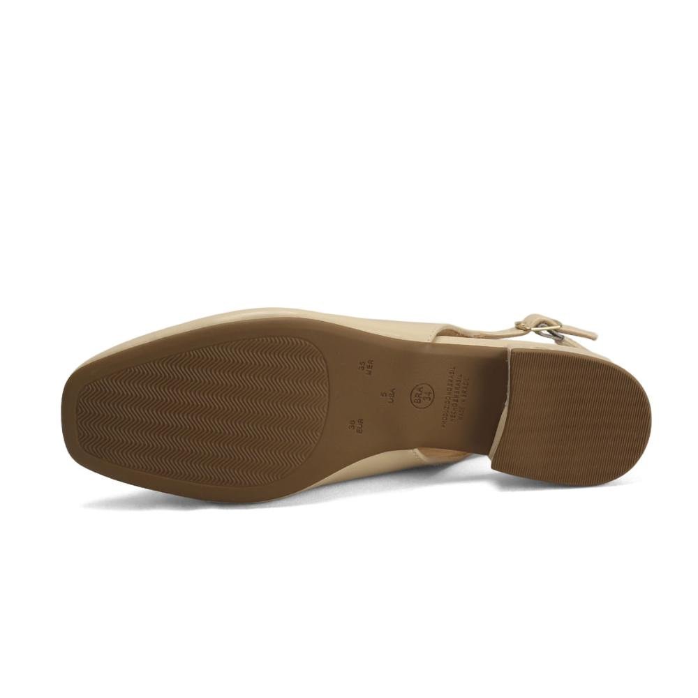 Slingback Básico com Fivela Dourada Chic Ana Mello Bege 5