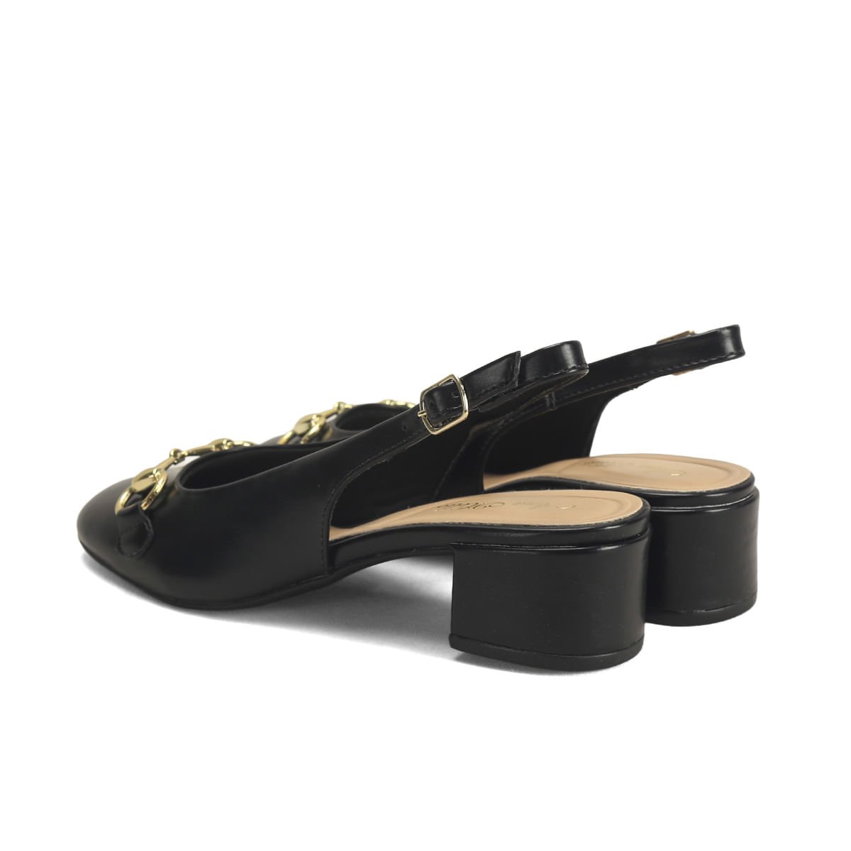 Slingback Bico Fino Feminino Estilo Clássico Ana Mello Preto 3