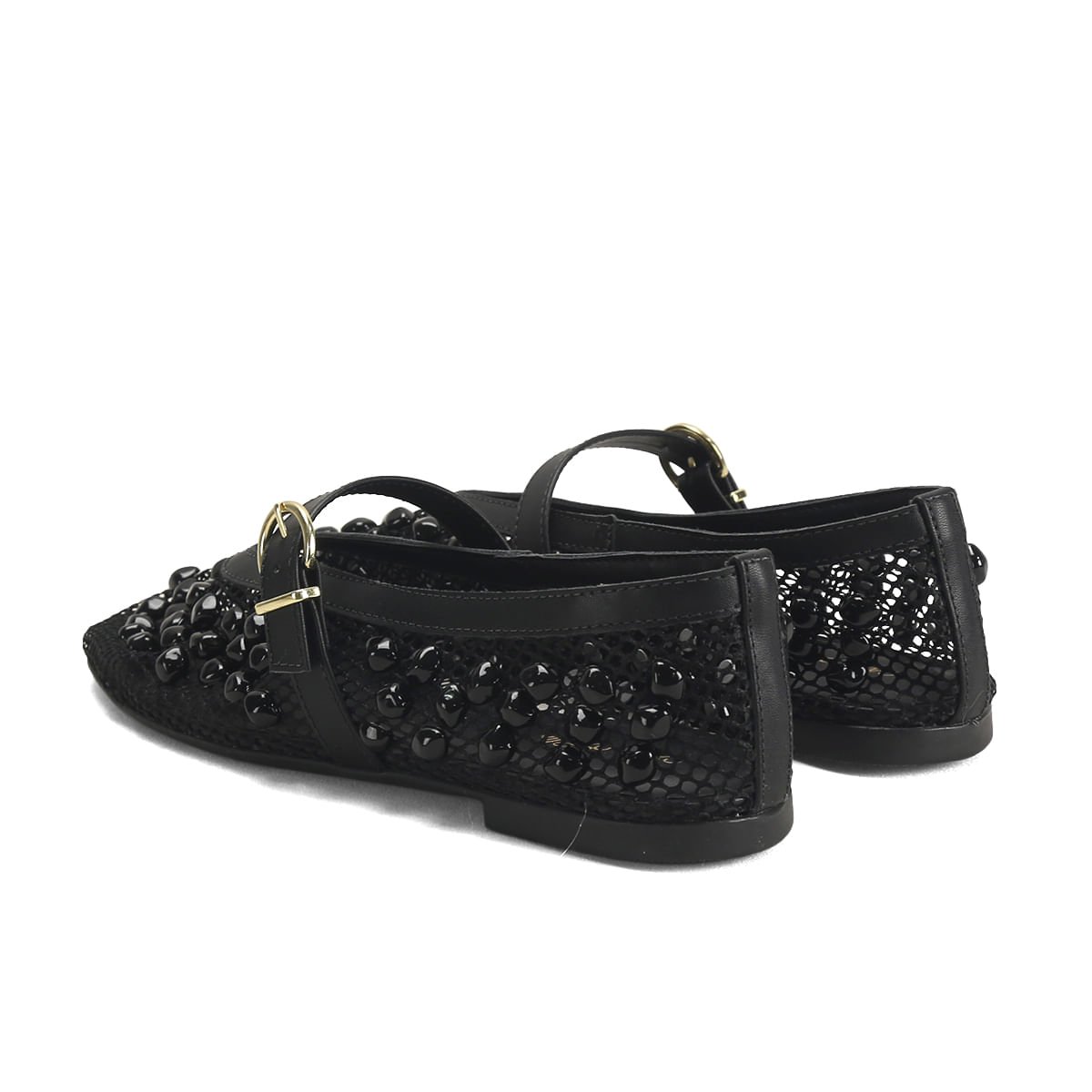 Sapatilha em Tela com Bordados Metálicos Ana Mello Preto 3