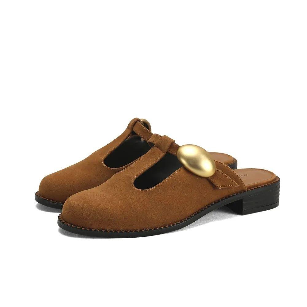 Mule Caramelo Camurção com Maxi Enfeite Ana Mello Charmosa Marrom 2