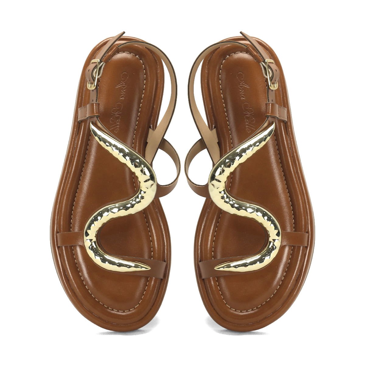 Flatform Caramelo Cobra Napa 3cm Marrom 2