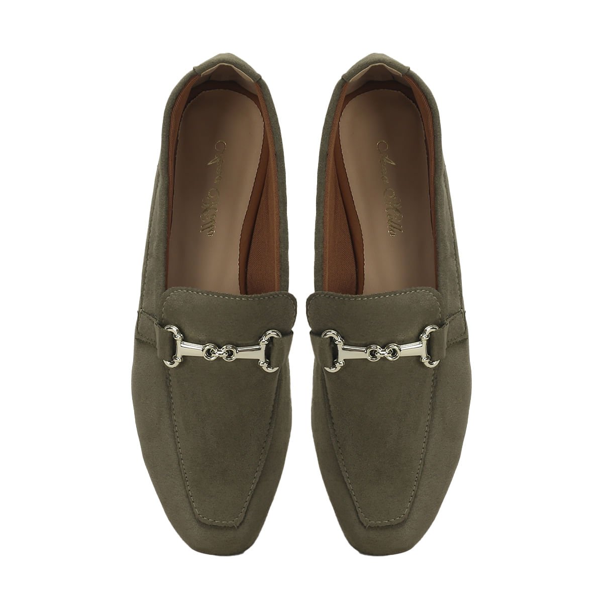 Mocassim clássico suede verde army com fivela ouro light Verde 2