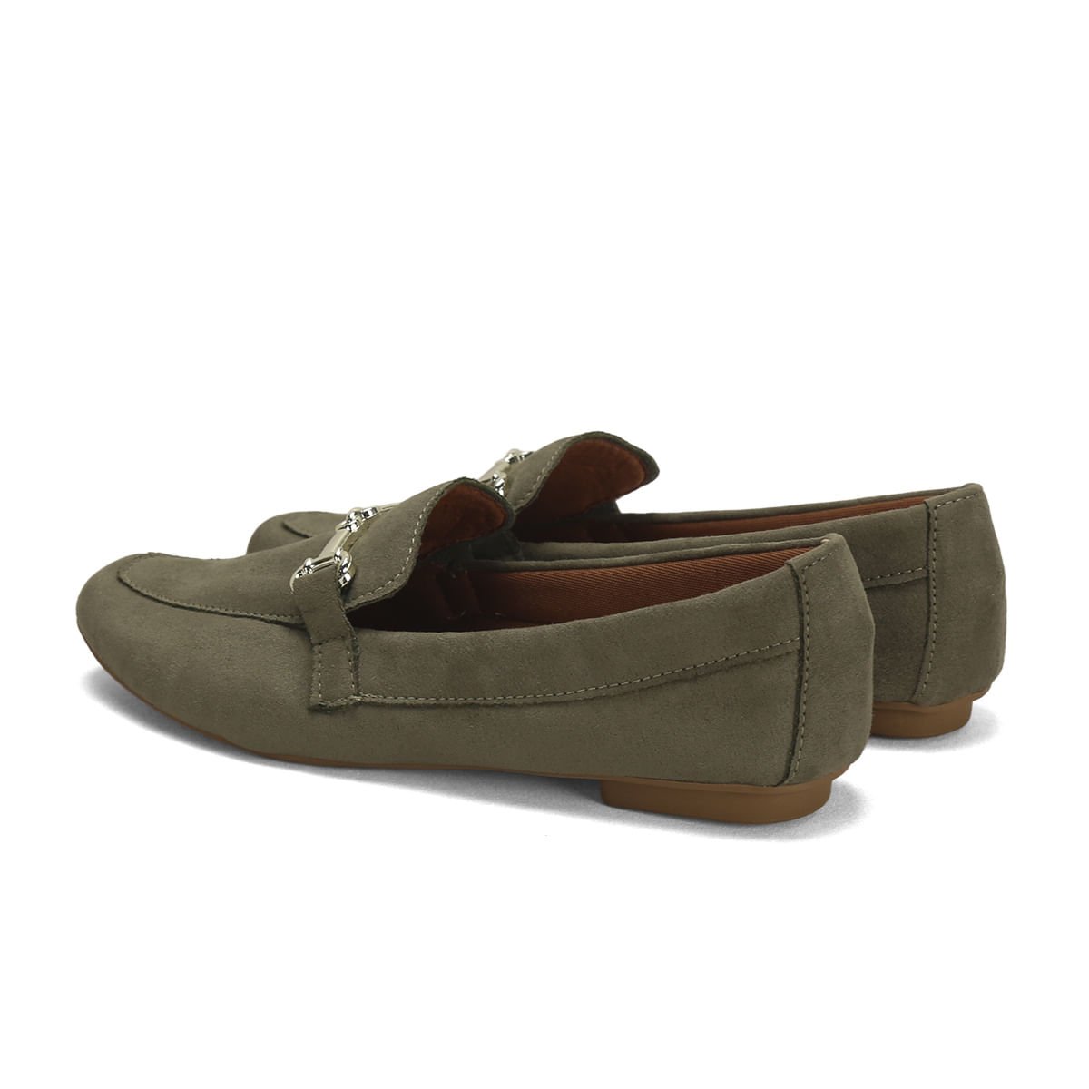 Mocassim clássico suede verde army com fivela ouro light Verde 3