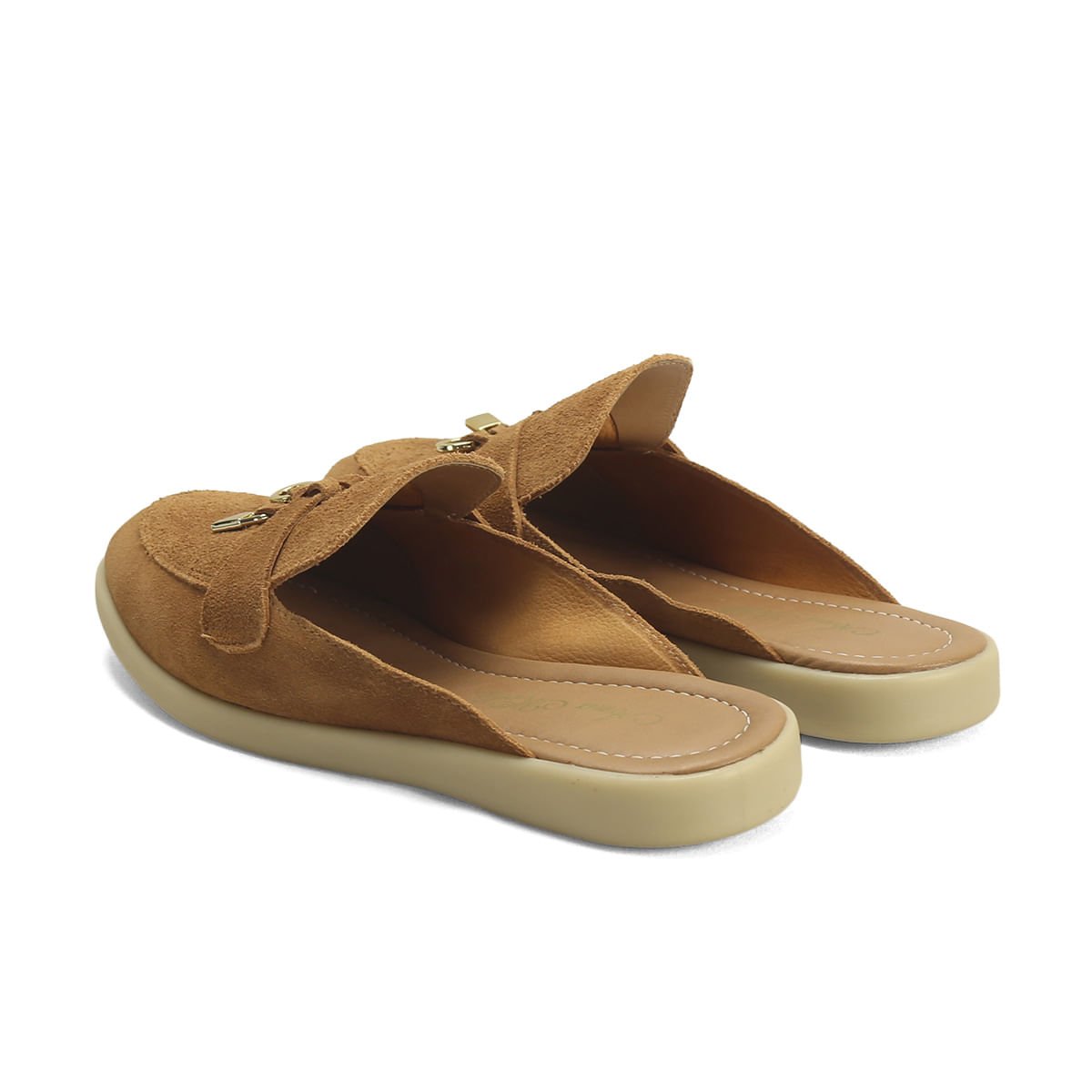 Mule Camurça Caramelo Salto 2cm Marrom 3