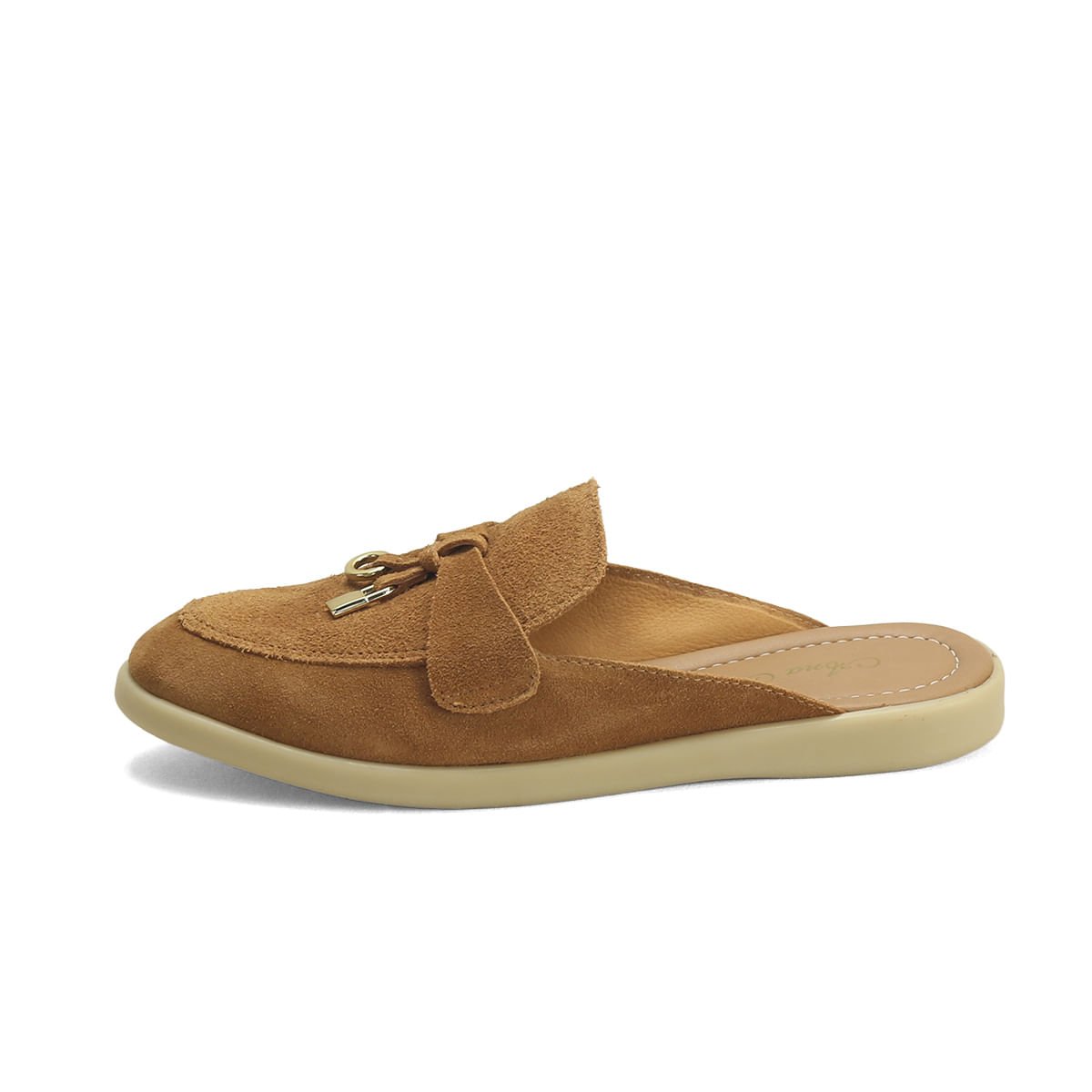 Mule Camurça Caramelo Salto 2cm Marrom 4