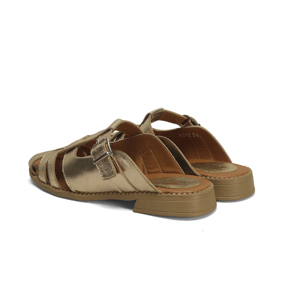 Mule Retrô Couro Metalizado Dourado Elegante Dourado 3