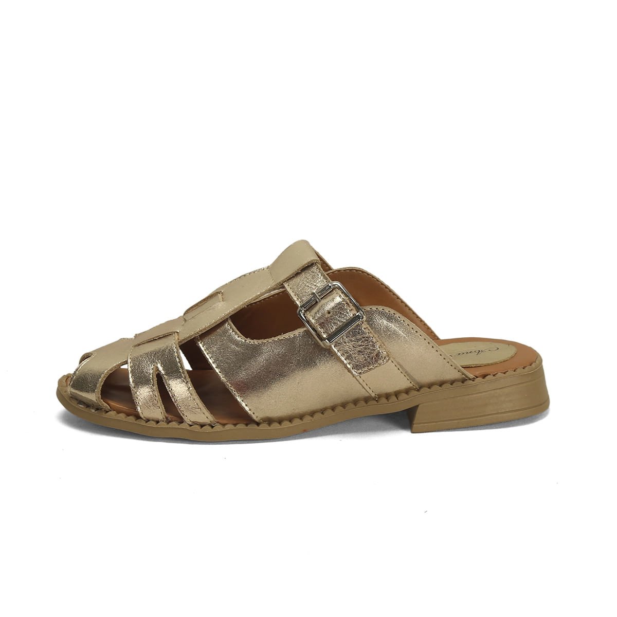 Mule Retrô Couro Metalizado Dourado Elegante Dourado 4
